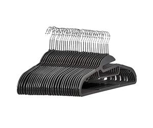 Amazon Basics Non-Slip Heavy Duty Plastic Hanger with Rubber and Horizontal Bar, Grey (30-Pack)