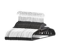 Amazon Basics Non-Slip Heavy Duty Rubber Hangers with Horizontal Bar, Black/White (30-Pack)