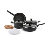 Amazon Basics Non-Stick Pot and Pan Set, Ceramic Cookware Set, Stackable, Dishwasher Safe, Space Saving, 10-Piece