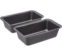 Amazon Basics Non-stick Rectangular Carbon Steel Bread Pan, 27x15x7 cm, 2-pack,