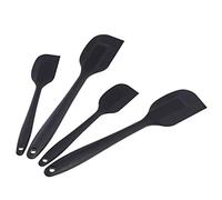 Amazon Basics Nonstick Heat Resistant Rectangular Silicone Spatula Set, Dishwasher Safe, Flexible, BPA Free, 2 Small & 2 Large Spatulas, Pack of 4, Black, (Previously AmazonCommercial brand)