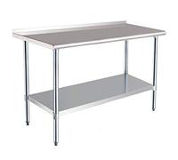 Amazon Basics NSF Stainless-Steel Workbench with Backsplash, 61 x 152 cm, Silver