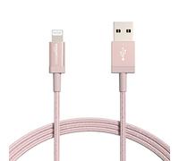 Amazon Basics Nylon Braided USB-A to Lightning Cable - MFi Certified iPhone Charger, 1.8 m, Rose Gold