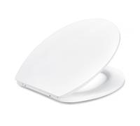 Amazon Basics O-Shape Toilet Seat, Soft-Close, Quick-Release Hinges, Universal Size, Anti-Static Urea and Porcelain Finish, White