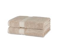 Amazon Basics Organic Cotton Bath Towel Set, Soft and Absorbent Bathroom Towels, Fade Resistant, 76 x 137 cm, Taupe, 2-Pack