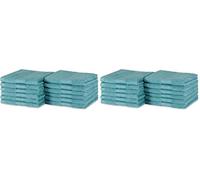Amazon Basics Organic Cotton Flannel Face Cloth Towel Set for Bathroom, Soft and Absorbent, 30 x 30 cm, Teal, 24-Pack