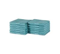 Amazon Basics Organic Cotton Flannel Face Cloth Towel Set for Bathroom, Soft and Absorbent, 30 x 30 cm, Teal, 12-Pack