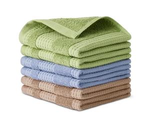 Amazon Basics Organic Cotton Waffle Kitchen Dish Cloths, Ultra Absorbent, Quick Drying, Lint-Free, 2 x 12 inches, 6-Pack (2 Brown, 2 Green, 2 Navy)