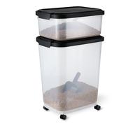 Amazon Basics Pet Food Storage Container, 15.8 kg + 4.5 kg,Transparent and Black