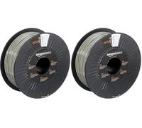 Amazon Basics PETG 3D Printer Filament, 1.75 mm, Gray, 1 kg Spool (Pack of 2)