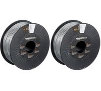 Amazon Basics PLA 3D Printer Filament, 1.75mm, Silver, 1 kg Spool (Pack of 2)