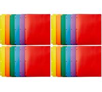 Amazon Basics Plastic 2 Pocket Folders with 3 Hole Punch, Pack of 24, Assorted Color, 24.1 x 0.2 x 29.4 cm (L x B x H)