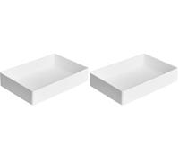Amazon Basics Plastic Organizer - Accessory Tray, Rectangular Desk Tray for Papers and Office Supplies, Modular Stackable Design, 23.8 x 17 x 5 cm, White (Pack of 2)