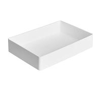 Amazon Basics Plastic Organizer - Accessory Tray, Rectangular Desk Tray for Papers and Office Supplies, Modular Stackable Design, 23.8 x 17 x 5 cm, White