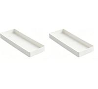 Amazon Basics Plastic Organizer - Half Accessory Tray, Rectangular Desk Tray for Office Supplies, Modular Stackable Design, 23.8 x 8.3 x 2.5 cm, White (Pack of 2)