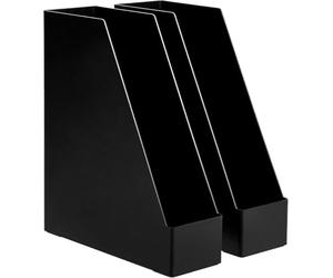 Amazon Basics Plastic Organizer - Magazine Rack, Black, 2-Pack