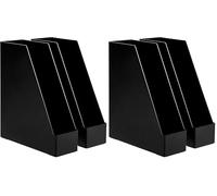 Amazon Basics Plastic Organizer - Magazine Rack, Black, 4-Pack