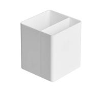 Amazon Basics Plastic Organizer - Pen Cup, Pencil Holder for Desk with Divider, 8.4 x 8.4 x 9.9 cm, White