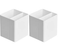 Amazon Basics Plastic Organizer - Pen Cup, Pencil Holder for Desk with Divider, 8.4 x 8.4 x 9.9 cm, White (Pack of 2)