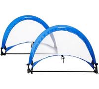 Amazon Basics Pop-Up Portable Football Goal Net Set with Carrying Case, Easy to Assemble and Fold Away, 0.76 m, Pack of 2, Blue