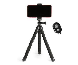Amazon Basics Portable and Flexible Tripod 25cm/10inch with Wireless Remote and Phone Holder, Black