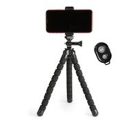 Amazon Basics Portable and Flexible Tripod with Wireless Remote and Smartphone Clamp, Black, 25.4 cm