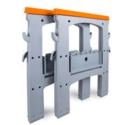 Amazon Basics Portable Foldable Rectangular Sawhorse, Set of 2, 408 kg Capacity, with Storage Hooks, Easy to Use, Orange and Grey