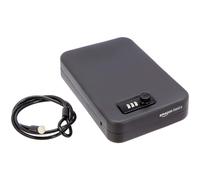 Amazon Basics Portable Security Lock Box Safe with Combination Lock for Documents and Jewelry, Large, Black