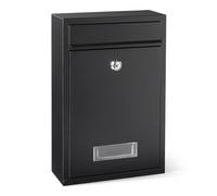 Amazon Basics Post Box, Wall Mount Lockable Letter Box, Durable Galvanised Steel, for Daily Post and Small Parcels, 32.5 x 21.5 x 9.0 cm, Black