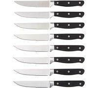Amazon Basics Premium 8 Piece Steak Knife Set, Black/Stainless Steel
