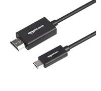 Amazon Basics Premium Aluminum USB-C (Source) to HDMI (Display) Cable Adapter (Thunderbolt 3 Compatible) 4K@60Hz, 0.9 m, Black