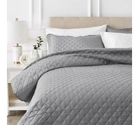 Amazon Basics Quilted Bedspread, Oversized Embossed Coverlet, 170 x 210 cm, Dark Grey Diamond