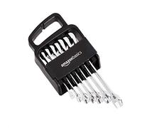 Amazon Basics Ratcheting Wrench Spanner Sets, Metric, Chrome Vanadium Steel, 72-Tooth Ratchet, 5° Swing Arc, 7-Piece, 8-17 mm, for Automotive & Home Repair