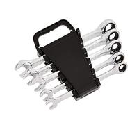 Amazon Basics Ratcheting Wrench Spanner Sets, Metric, Chrome Vanadium Steel, 72-Tooth Ratchet, 5° Swing Arc, 5-Piece, 10-15 mm, for Automotive & Home Repair