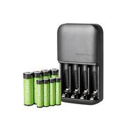 Amazon Basics Rechargeable Batteries NiMH, AAA 800mAh 4-Pack + AA 2000mAh 4 Pack with 4 Bay Battery Charger, UK Plug, Black