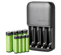 Amazon Basics Rechargeable NiMh AAA 800mAh 8 Pack + AA 2000mAh 8 Pack, with 8 Bay Battery Charger, No AC Power Adapter, USB C Port, 16 count in total
