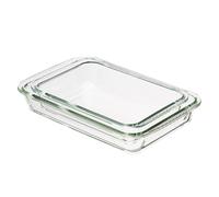 Amazon Basics Rectangular Oven-Safe, Glass-Safe, Casserole Baking Dishes, Set of 2, 3L and 1.5L, Clear