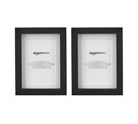 Amazon Basics Rectangular Photo Frame with Mat, 13 cm x 18 cm matted to 15 x 10 cm, 2-Pack, Black