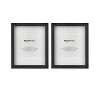 Amazon Basics Rectangular Picture Frame Set for Wall Hanging or Tabletop Display, 8 x 10 in with 5 x 7 in Mat, Black, 2-Pack