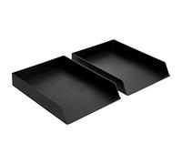 Amazon Basics Rectangular Plastic Desk Organizer, letter size Tray, 2-Pack, 24.6 x 5.6 x 33 cm, Black