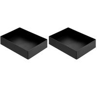 Amazon Basics Rectangular Plastic Organizer - Accessory Tray, 23.8 x 17 x 5 cm, Black (Pack of 2)