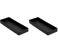 Amazon Basics Rectangular Plastic Organizer, Half Accessory Tray, 23.9 x 8.4 x 2.5 cm, Black (Pack of 2)