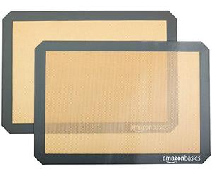 Amazon Basics Rectangular Silicone Baking Mat, Old Standard, 2 Count, 42L x 29.5W cm, New Beige/Gray