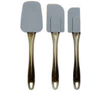 Amazon Basics Rectangular Silicone Spatulas, 3 Piece Set (small, medium and large), Gray