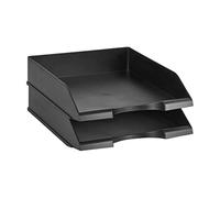 Amazon Basics Rectangular Stackable Office Letter Trays, Pack of 2, Black, 33.8 x 25.4 x 6.3 cm