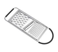 Amazon Basics Rectangular Stainless Steel Flat Cheese and Vegetable Grater with Non-Slip Handle and Base, Dishwasher Safe, Silver & Black