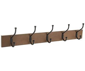 Amazon Basics Rectangular Wall Mounted Coat Rack, Pack of 1, 5 Hook, Standard, Barnwood