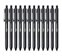 Amazon Basics Retractable Ballpoint Pens, Soft Grip, Smudge Free, Ideal for School, Office, Black, Pack of 12