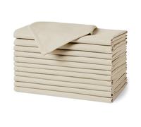 Amazon Basics Reusable Stain and Wrinkle Resistant Cloth Napkins, 12 Pack, 17 x 17 inches, Beige