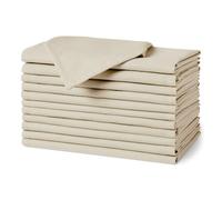 Amazon Basics Reusable Stain and Wrinkle Resistant Cloth Napkins, 43 x 43 cm (Set of 12), Beige